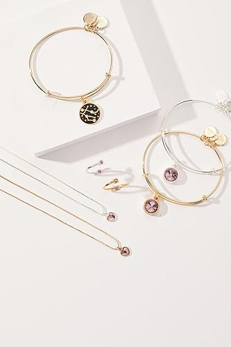 Miniatura 4 de Alex and Ani Brazalete extensible con piedras natales para mujer, dijes de cristal de cumpleaños, acabado brillante, 2 a 3.5 pulgadas