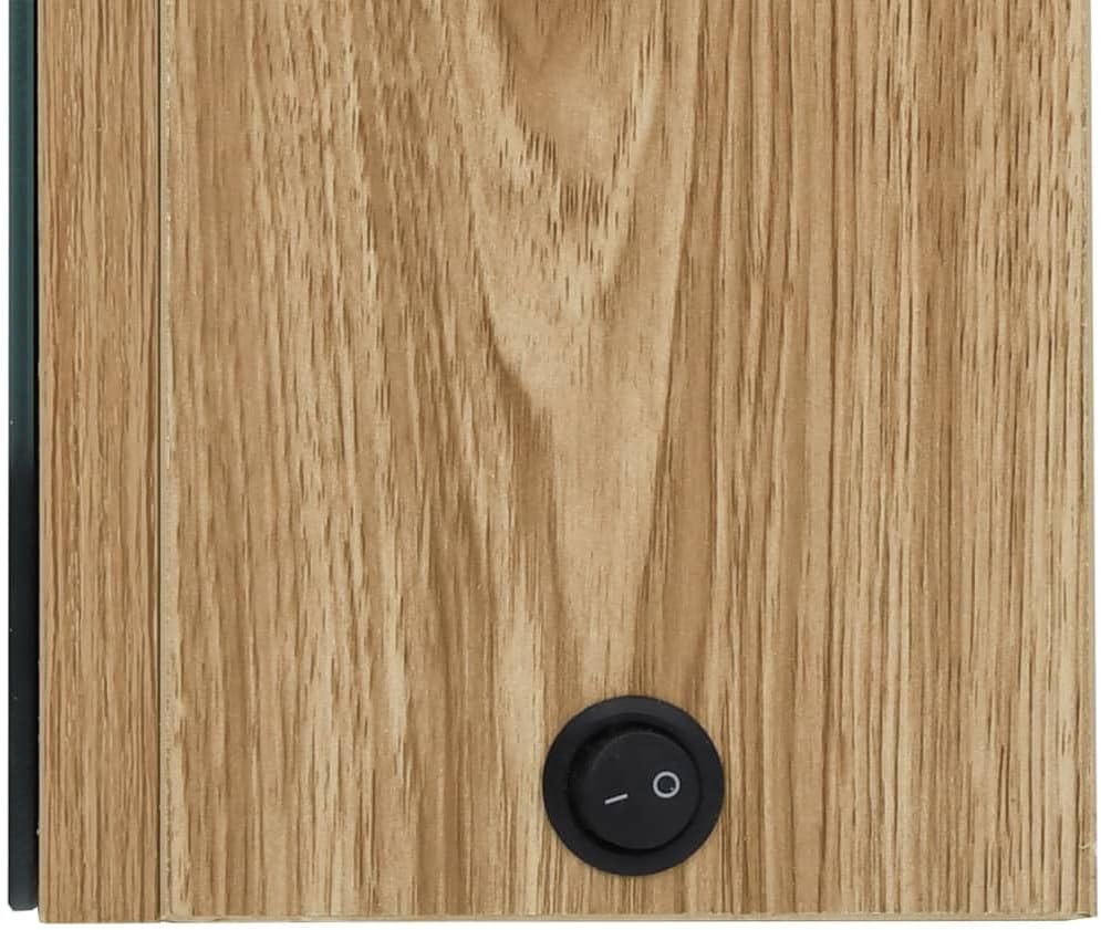 LED Mirror Cabinet 80 x 12 x 68 cm Oak Bathroom Modern Wall Furniture with 3 Shelves Storage Space Narrow for Small Rooms and Hallway