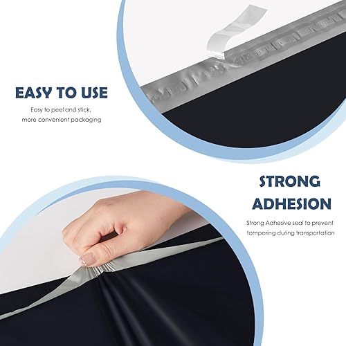 Miniatura 4 de GSSUSA Paquete de 50 sobres de polietileno de 12 x 15.5 pulgadas, bolsas de envío autoadhesivas para ropa, sobres de envío negros impermeables para