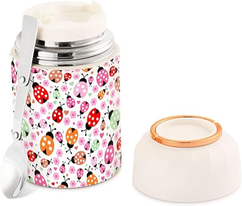 Miniatura 1 de MCHIVER Cute Little Animals Food Jar with Spoon Stainless Steel Vacuum Insulated Food Container 17 oz Food Thermos for Adults