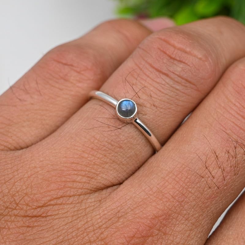JEWELSTREZOROG Granat Edelstein-Bandring für Herren und Damen,Geschenkartikel, 925er-Sterlingsilber Bandring handgefertigter Schmuck TSR107