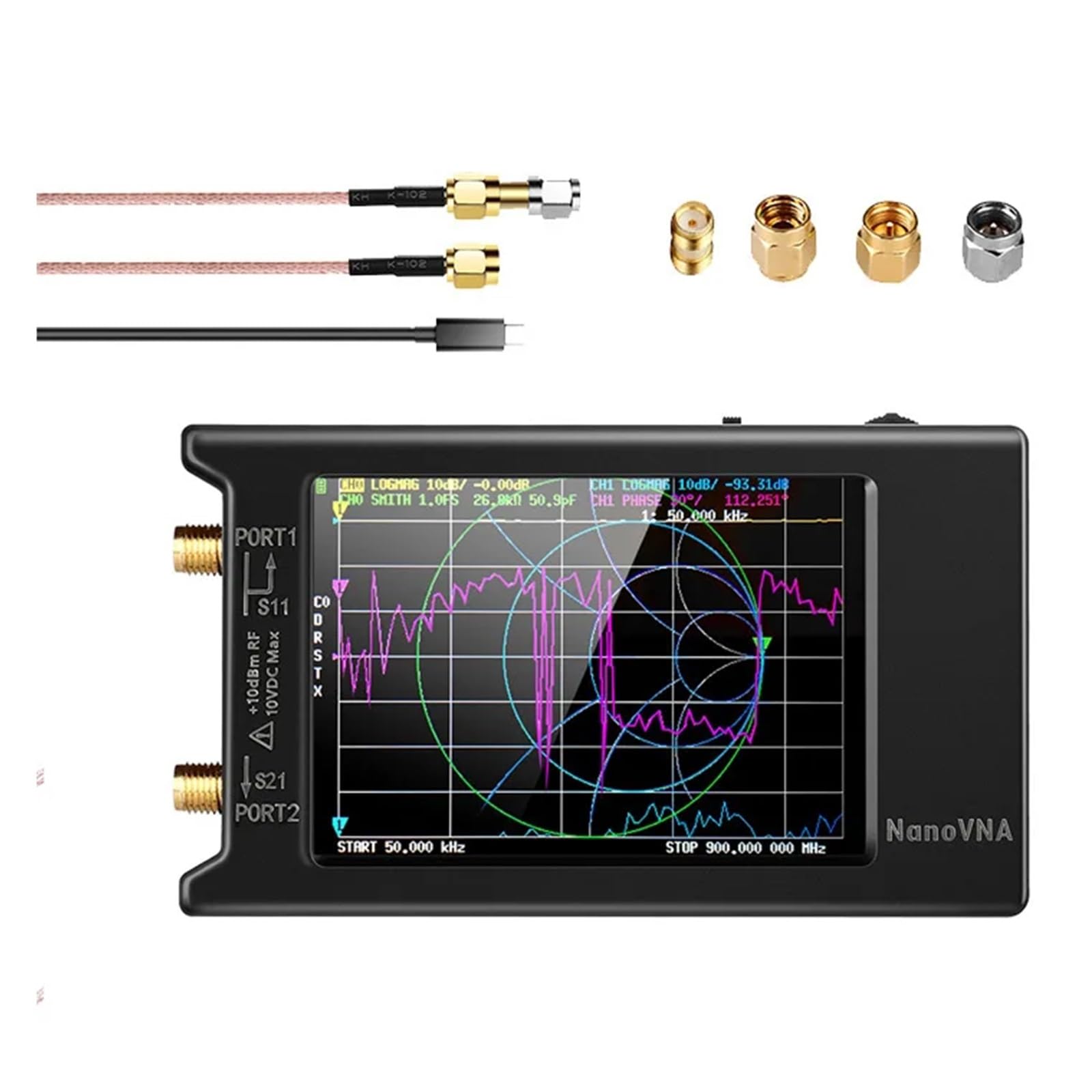 Spektrumanalysator, NanoVNA H4 Vector Network Analyzer for Antennen mit 1,5 GHz 4-Zoll-Touchscreen Kurzwellensignal-Testwerkzeug Hugen-Version