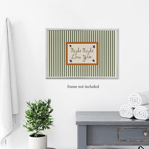 Miniatura 6 de Arte de pared moderno de mediados de siglo para guardería, impresión de paisaje retro a rayas con cita nocturna de amor, estilo vintage, póster de