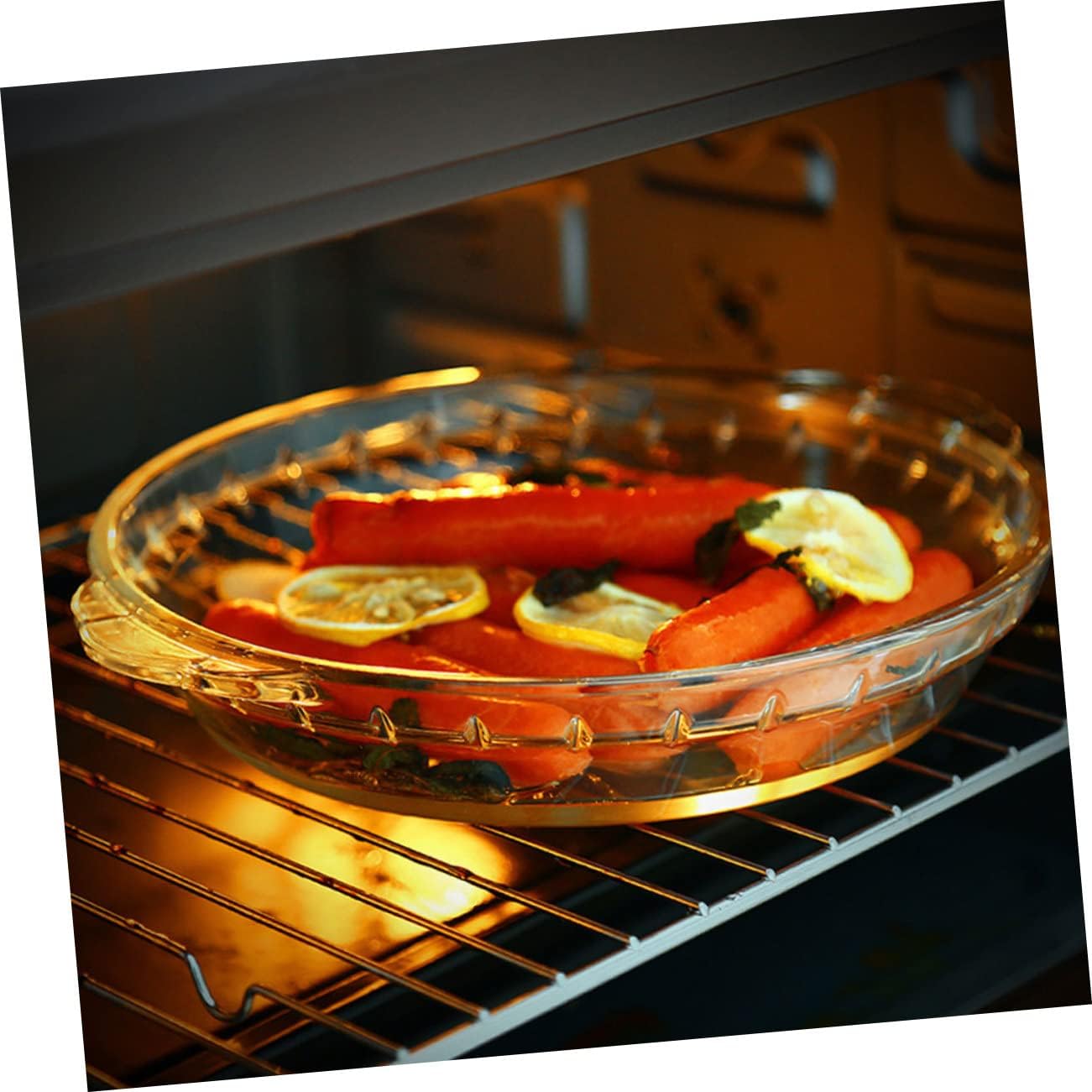2pcs Heat-resistant Glass Baking Dish Transparent Food Serving Tray for Microwave Oven Use Kitchen Cookware