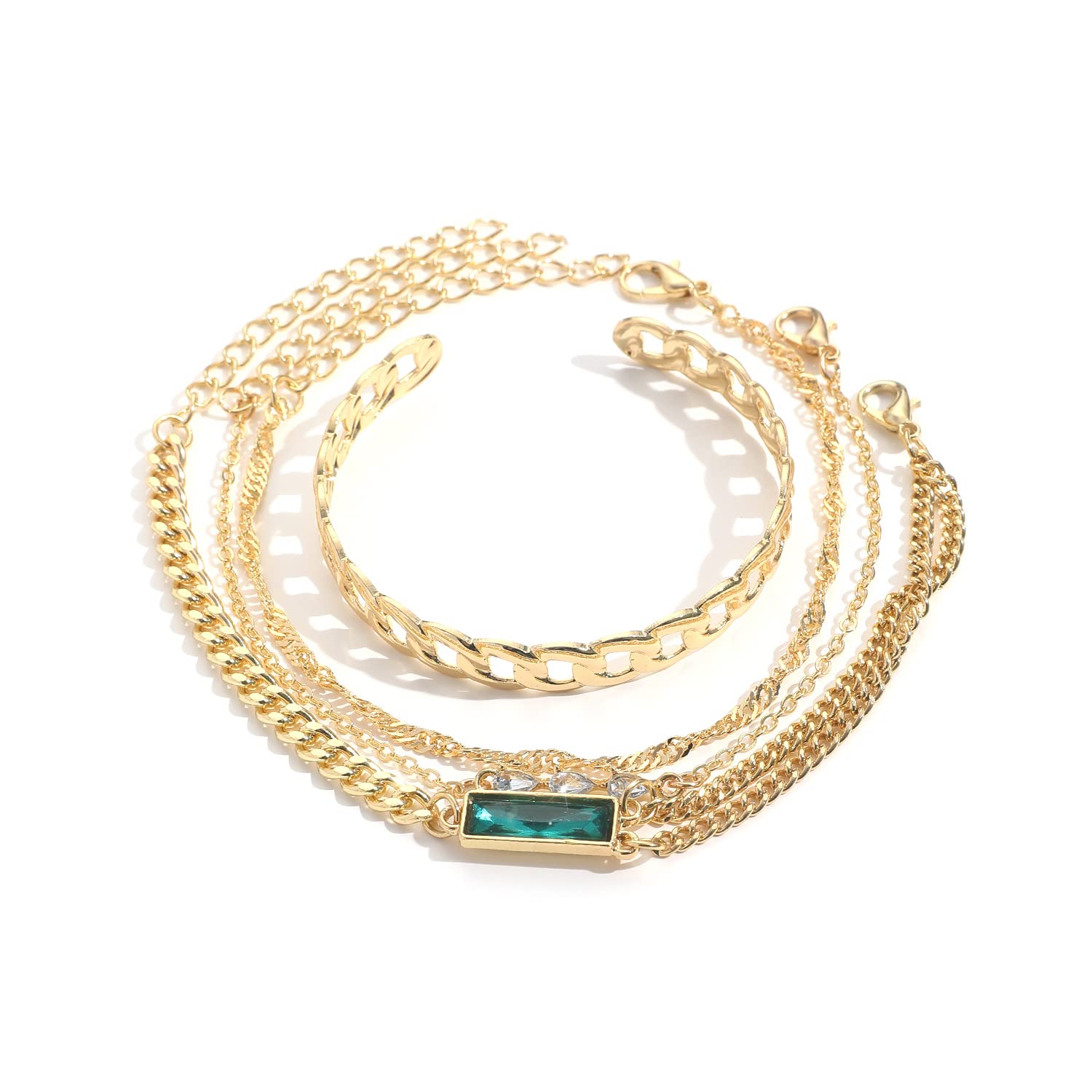 Shining Diva Fashion Latest Stylish 4pcs Multilayer Green Crystal Bangle Bracelet for Women and Girls (14758b) (B0C5QZPT2V) Amazon Price History, Amazon Price Tracker