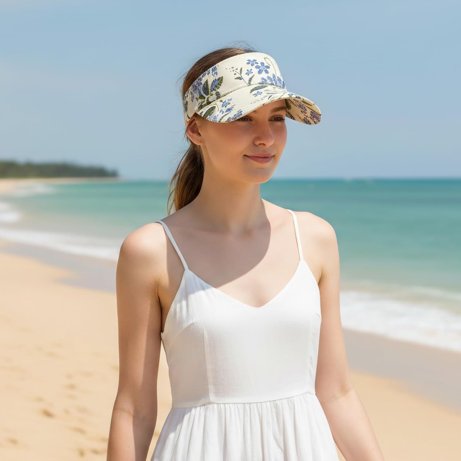 Summer Sun Visor Cap Adjustable Lightweight Sun Hat for Women Girls Empty Top Visor Hat for Running, Tennis, Golf，Beach.