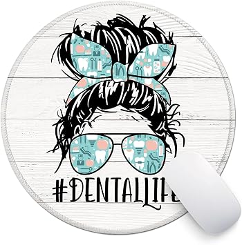 ZHANTUONE Dental Life Round Mouse pad with Non-Slip Rubber and Stitched Edges Desk Accessories هدايا مكتبية للنساء الأصدقاء الأصدقاء الأصدقاء الابنة التخرج الصداقة هدايا عيد ميلاد مضحك لوحة الماوس