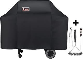 Kingkong 7573/7106 Grill Cover for Weber Spirit 200, 300 Series and Genesis Silver Gas Grill with Grill Brush, Tongs and Thermometer