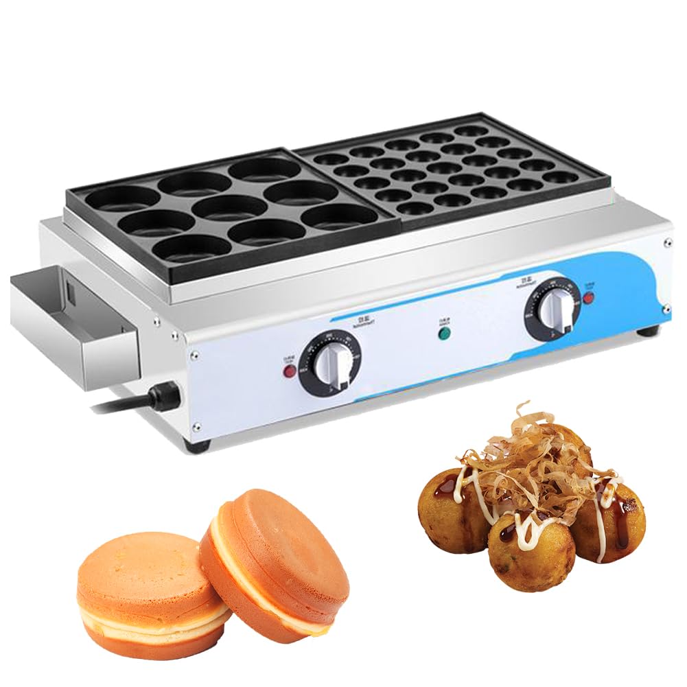 AYCDL 9 Hole Egg Burger Machine, Commercial Electric Heating Red Bean Cake Machine, 50-300℃ Safe Temperature Control Rapid Heating, Non-stick Omelette Maker, for Fried Eggs Burger Omelet