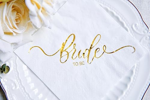 Miniatura 5 de Servilletas doradas de Bride to Be, despedida de soltera, boda, compromiso, fiesta, suministros de decoración, 2 capas, 50 unidades