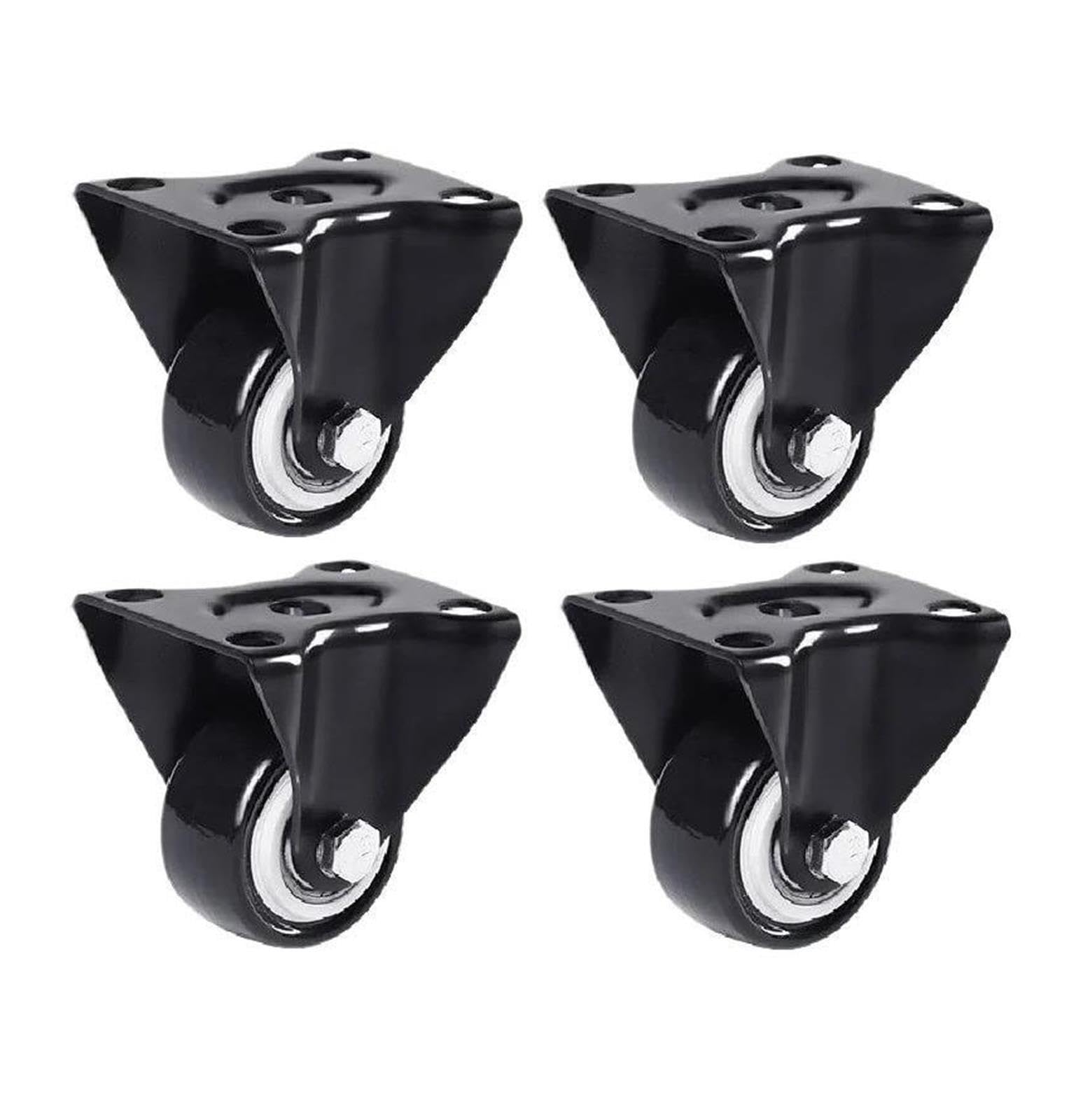 Roulettes meubles 4 pièces rouleau en caoutchouc souple pivotant(4 Pcs-Fixed,3 inch)
