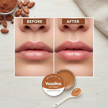 Vaseline Lip Therapy COCOA BUTTER, 2 Pack - 20g Tins | Rich Moisturising Lip Balm for Dry Lips | Infused with Pure Cocoa Butter for a Natural Glow | Multi-Pack Pocket Size