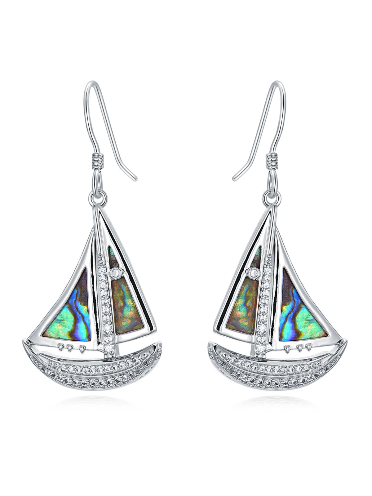 SILBAZ Abalone Shell Dangle Earrings Natursl Abalone Drop Earrings Abalone Earrings Hypoallergenic Earrings Jewelry Birthday Christmas Gift for Women Girls