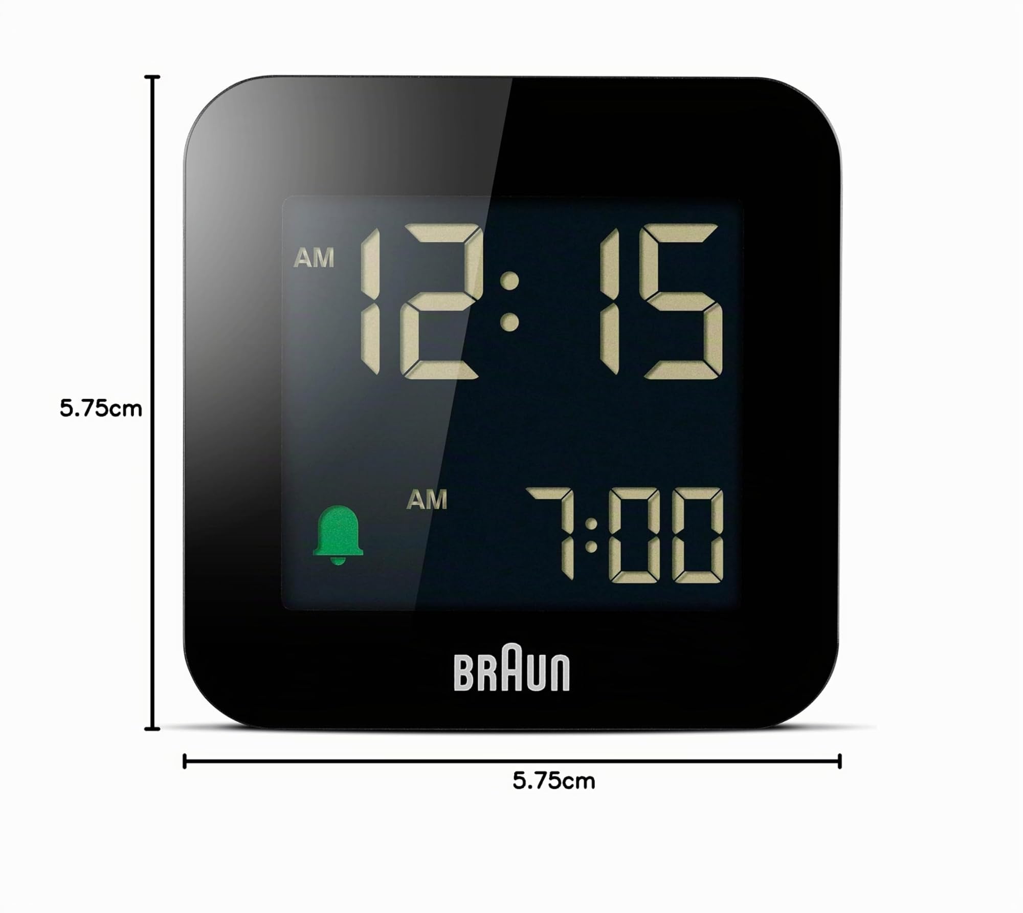 Braun Sveglia Digitale da Viaggio con Snooze, Dimensioni Compatte, Display LCD Negativo, Impostazione Rapida, Sveglia Bip Crescendo in Nero, Modello BC08B.