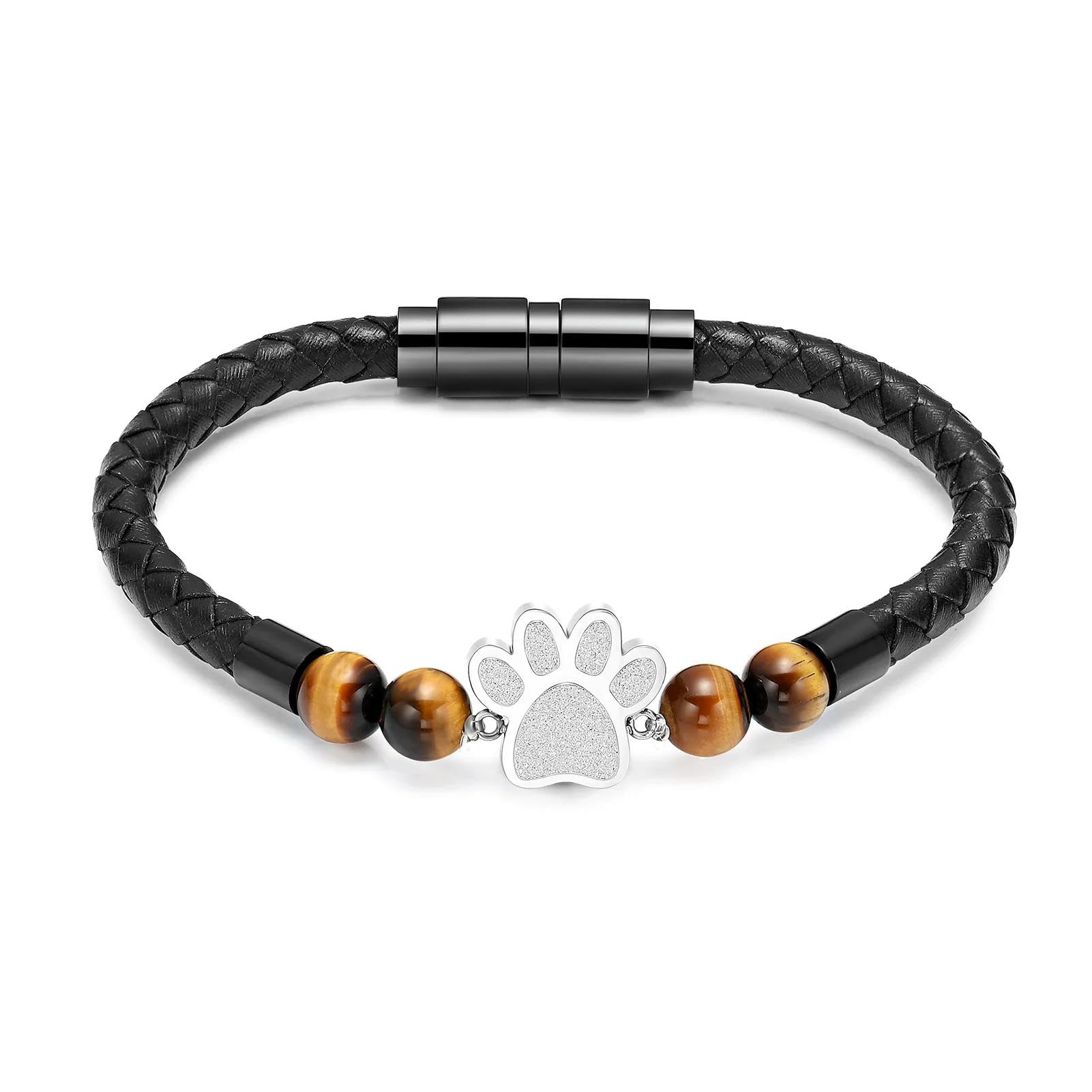 Bracelet commémoratif pour cendres d'animaux en pierre de lave