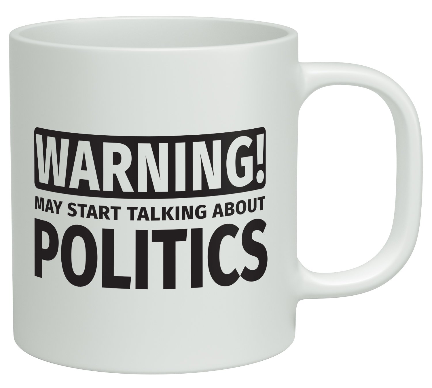 Shopagift Men's White Warning May Start Talking About Politics 10Oz Novelty Gift Mug Cup, Funny Mugs, Political Gifts For Wo
