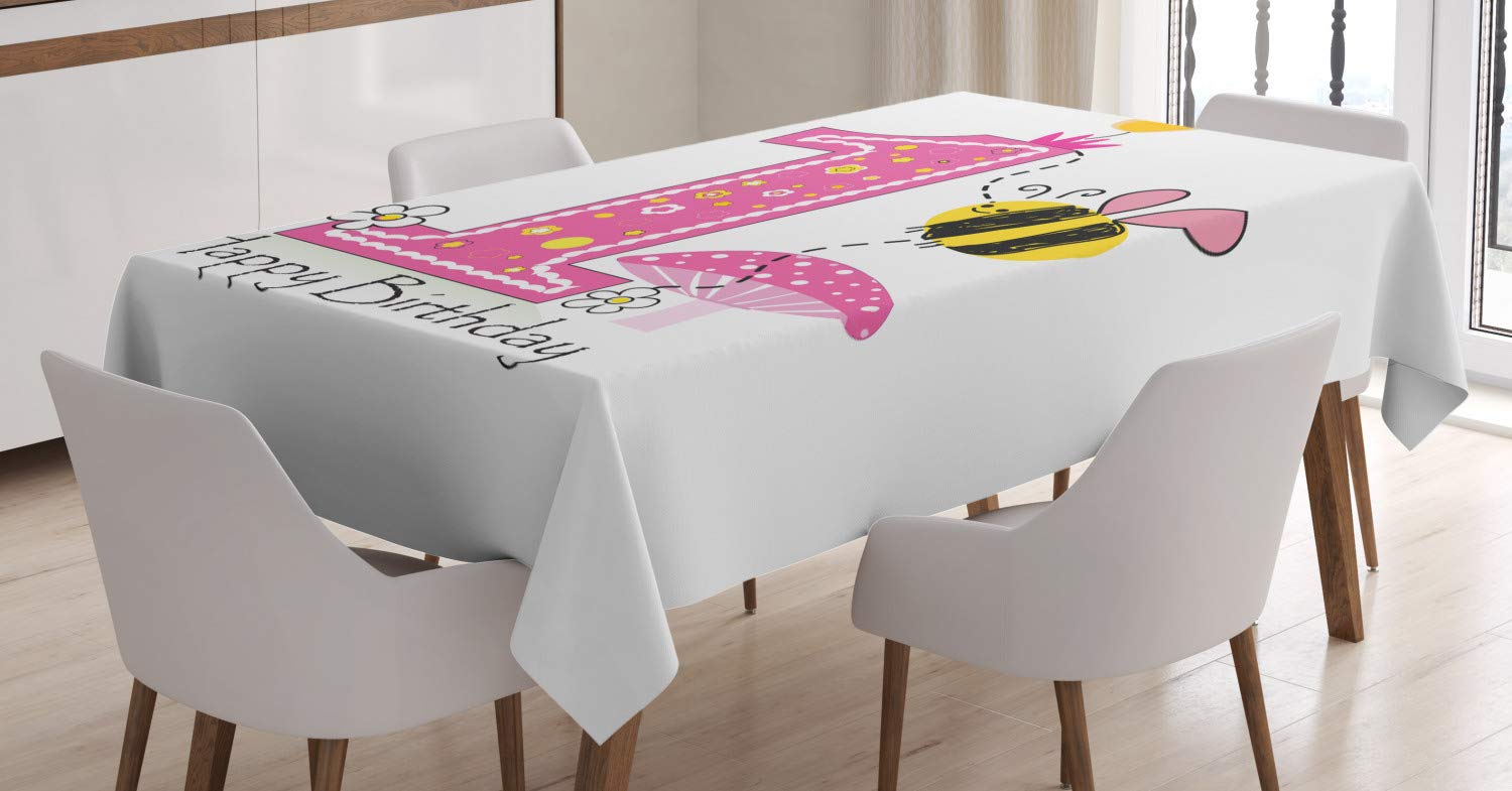 ABAKUHAUS Ape Tovaglia, Contour Petali Bees Combs, Rettangolare per Sala da Pranzo e Cucina, 140 cm x 200 cm, Giallo e Marrone