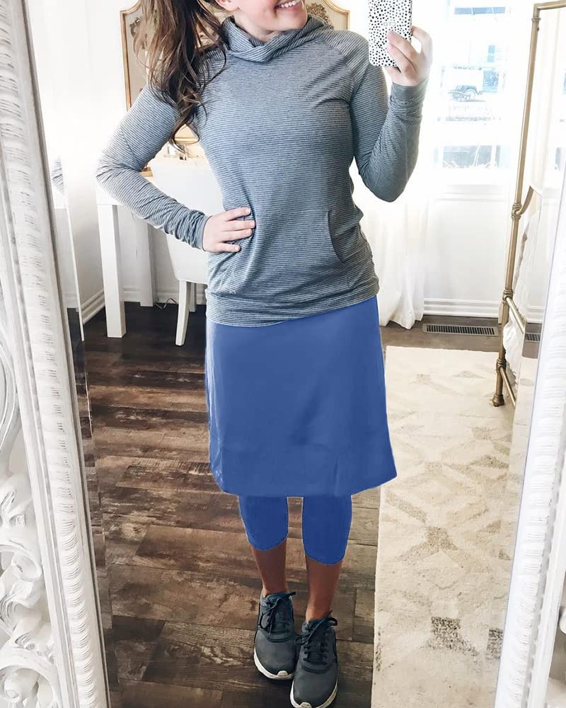 Damen-Tennisrock mit integrierten Capri-Leggings, Taschen, knielang, Skorts, Röcke, Golfröcke für Wandern, Sport