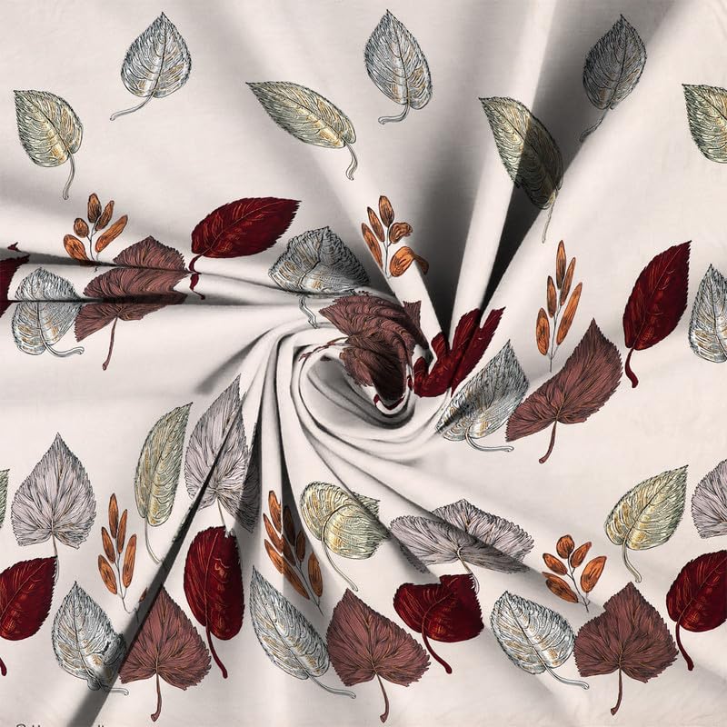 Image of la' amour Cotton Flat Double Bedsheets with 2 King Size Pillow Covers | Double Bed Breathable | Wrinklefree | Ultrasoft 180-220 tc Supersoft Floral | 90x90 Inches, Off White & Brown