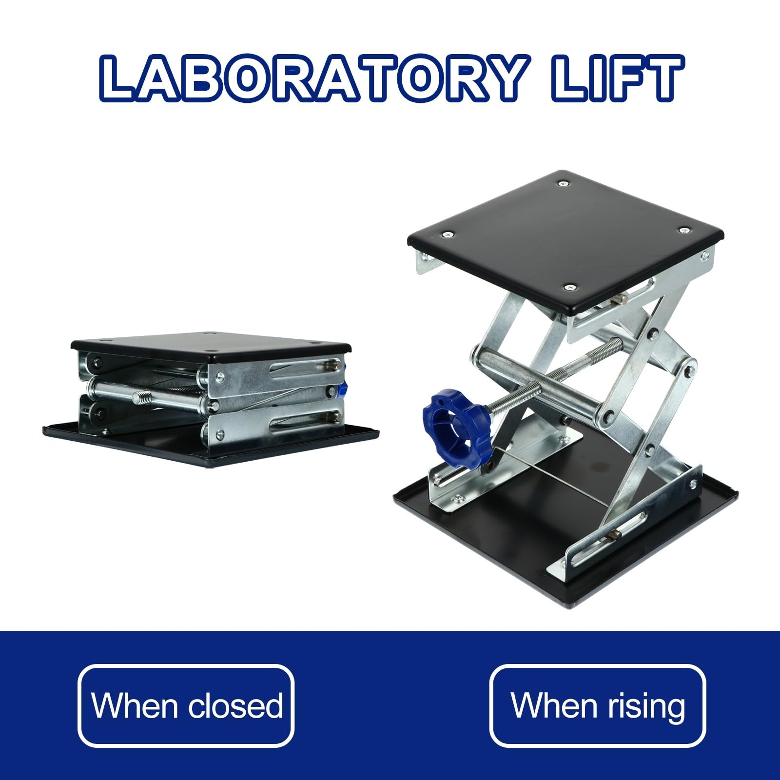Soporte de Elevación de Laboratorio de Acero Inoxidable, Plataforma Elevadora Manual Compacta y Ligera 180 X 180 Mm para Experimentos Biológicos y Químicos