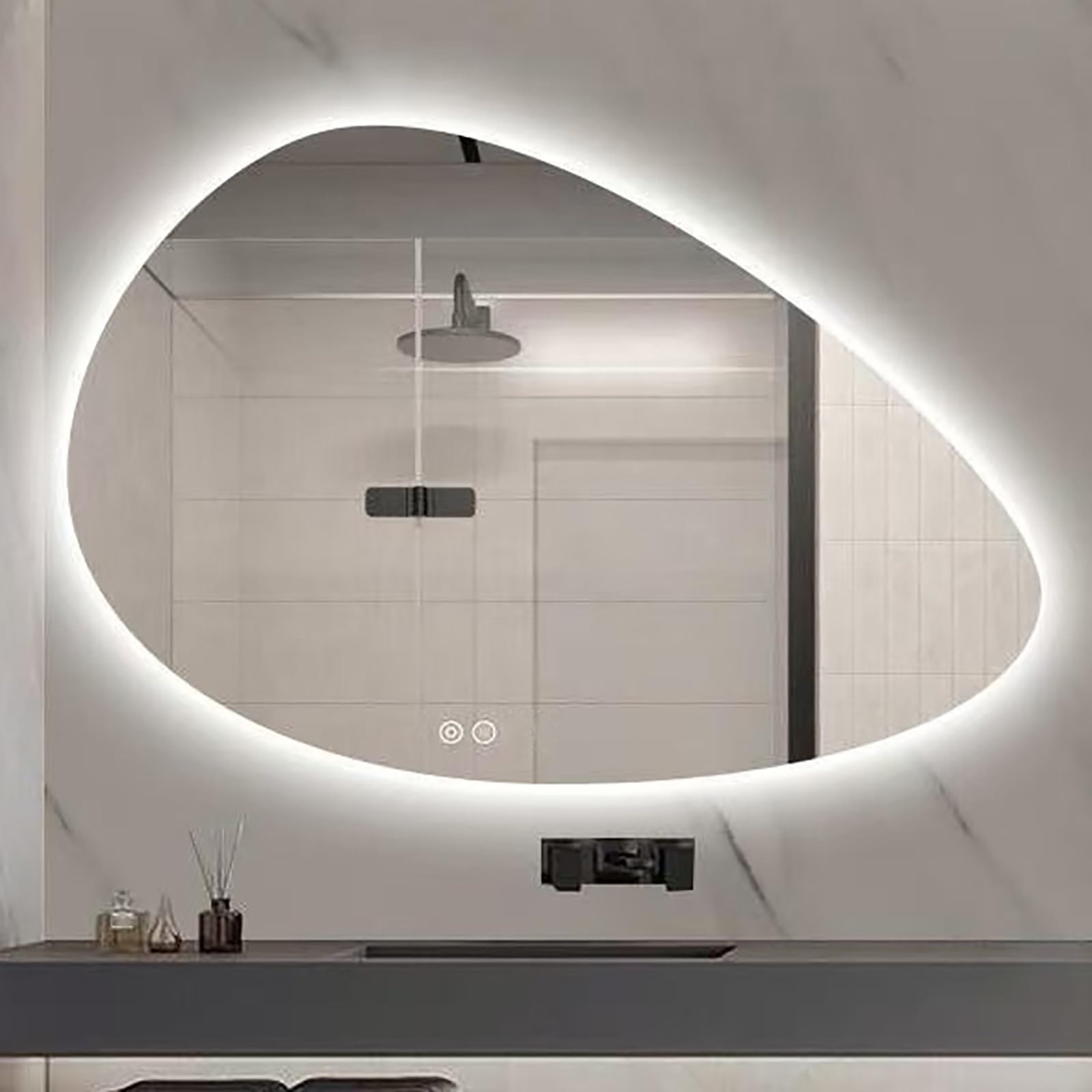 FGXHHS LED with Anti-Fog, 60x90cm Backlit Wall Mirror, 3 Colour Temperature Settings, Dimmable, Explosion-Proof, HD Vertical Rectangle for Modern Vanity Lighting, 50x70cm