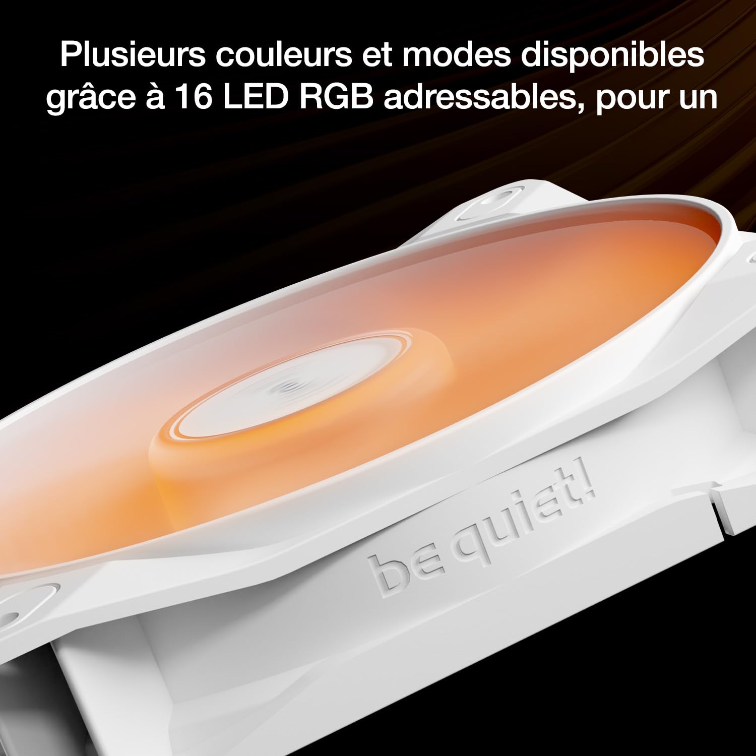 be quiet! Light Wings LX Reverse White ventilateur, 7 pales inversées, pour une admission d'air latérale ou par le bas, effets lumineux exceptionnels, hub éclairé et pales dépolies