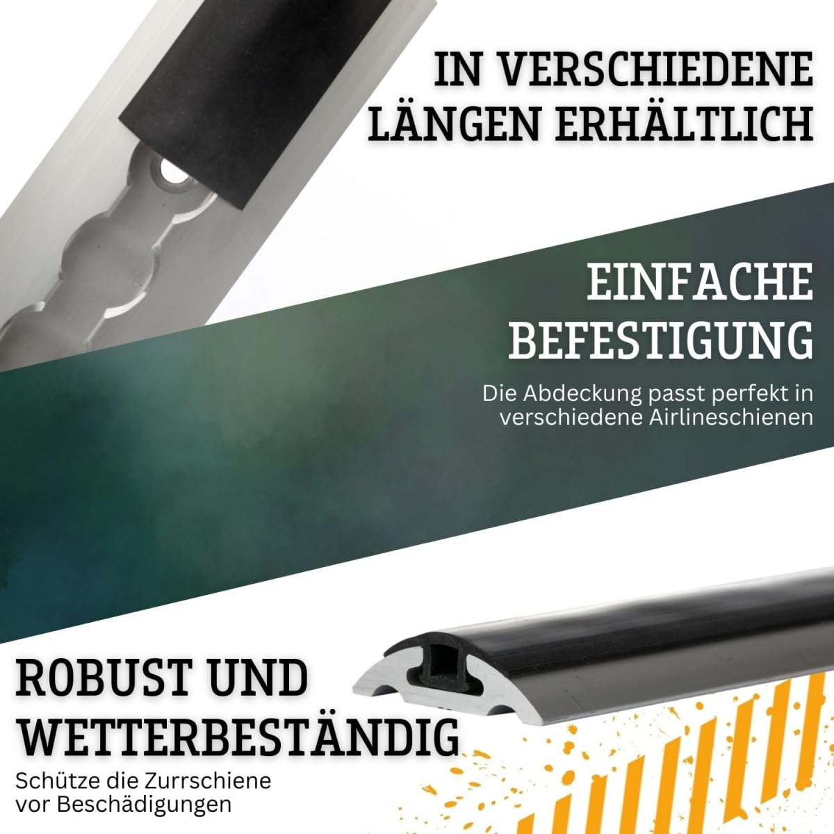 Safetytex Abdeckprofil für Airlineschienen - 30mm breit - Verschiedene längen - Abdeckung aus EPDM für Zurrschienen - 4 m