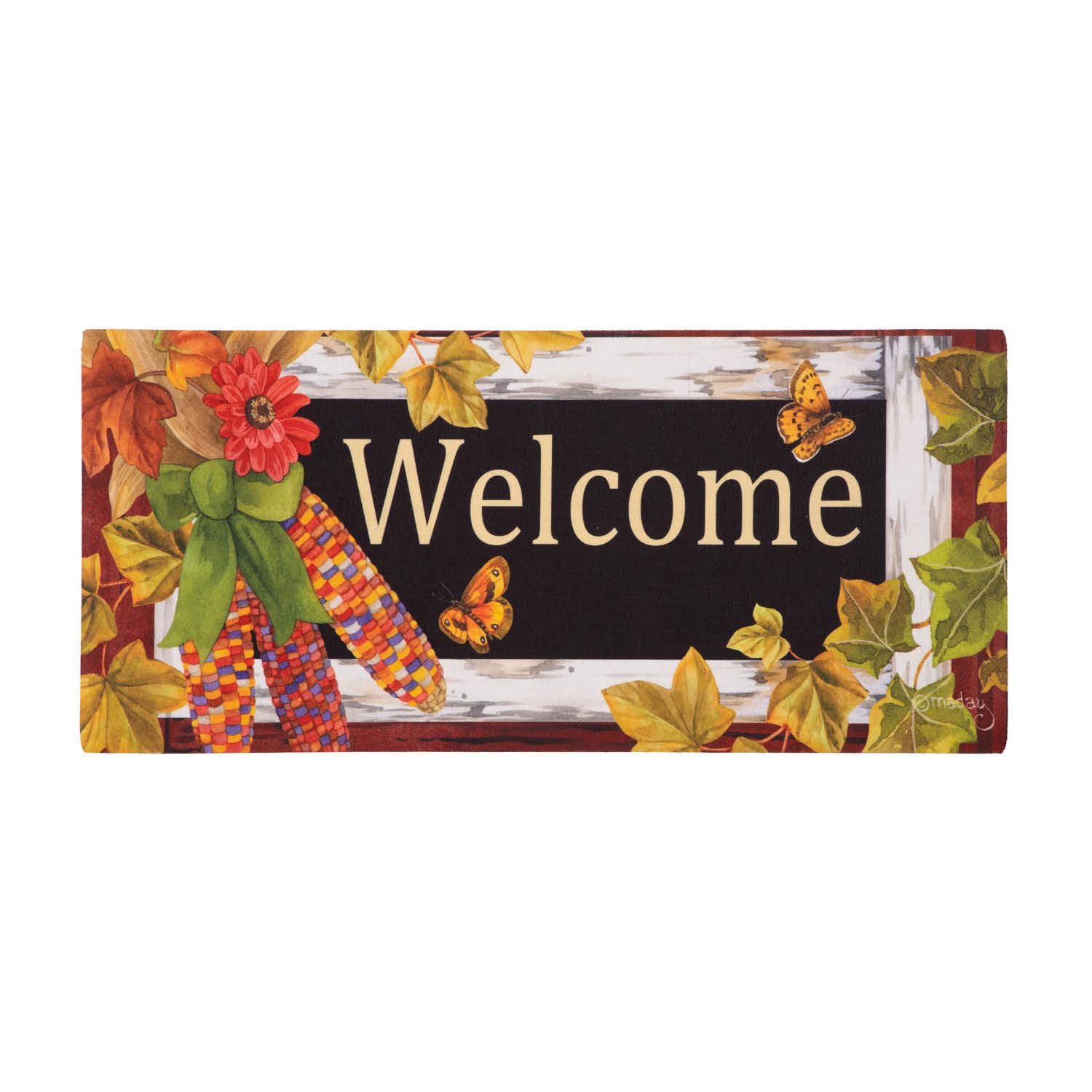 Evergreen Fall Corn Sassafras Interchangeable Doormat | Fron Door Welcome Mat for Entrance Outdoor and Indoor | 22 x 10 Inches Switch Mat Insert
