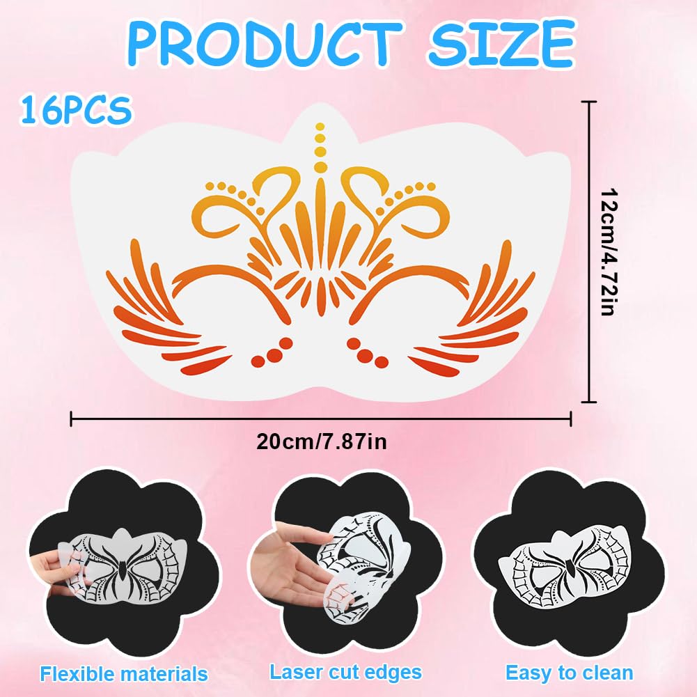 URAQT Pack De 22 Plantillas De Pintura Facial Reutilizables – Ideales Para Niños Y Adultos En Halloween Y Carnaval