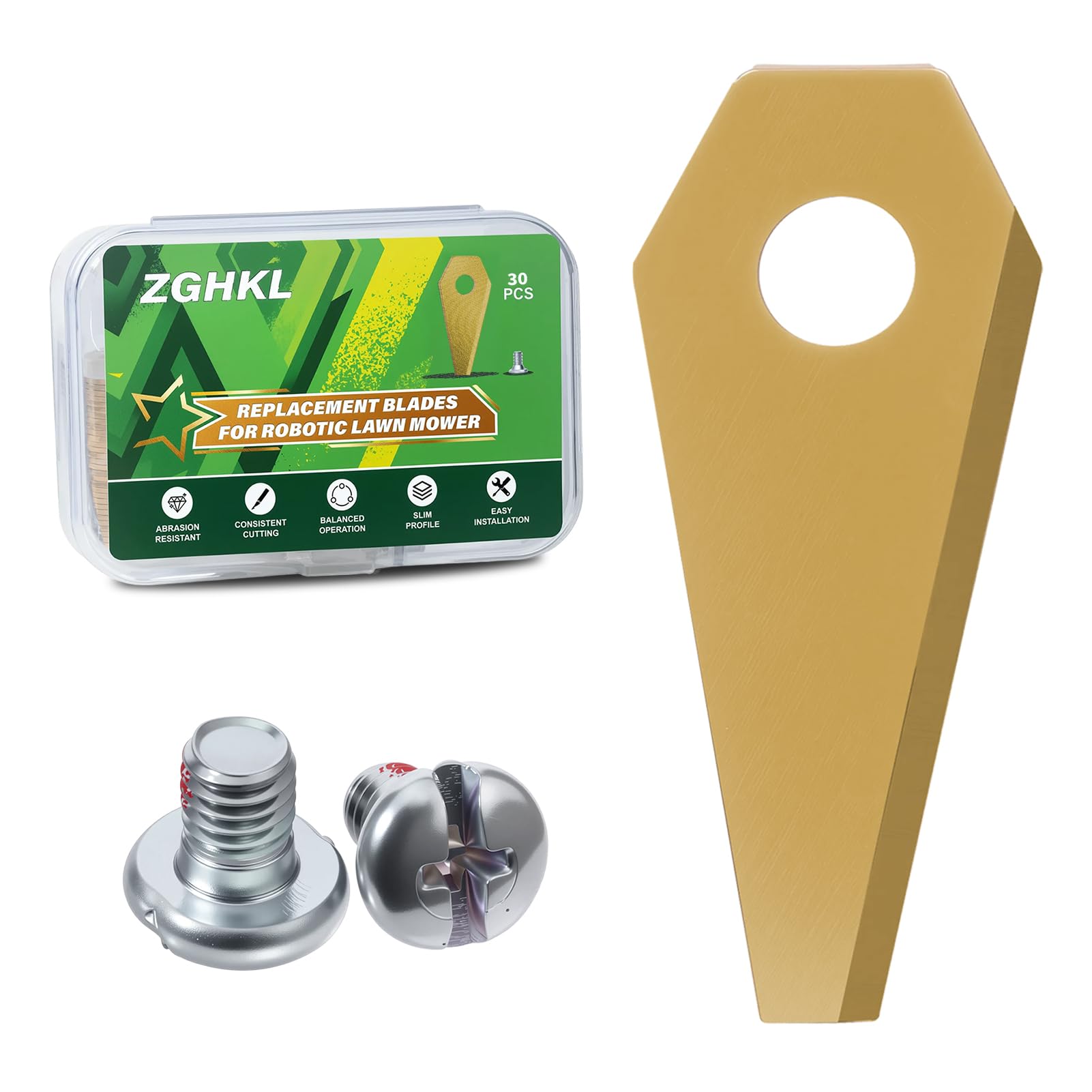 ZGHKL Robot Lawnmower Blades Compatible with Bosch Indego Lawn Mower Auto Robotic Lawnmowers Replacement Blade Set Includes Screws 30Pieces