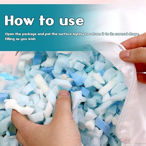 Miniatura 5 de ZXIIXZ Relleno de espuma para puf, relleno de espuma viscoelástica triturada de 10.58 onzas, relleno de espuma triturada para cojines de sofá,