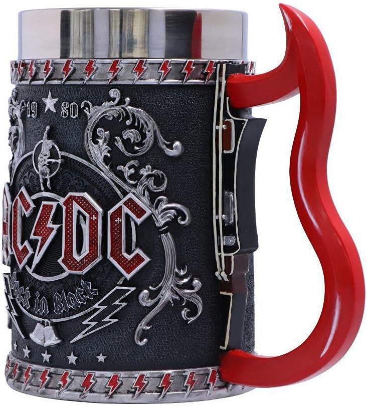 Nemesis Now Hard Rock Tankard, Hand-Painted Resin Beer Mug with Removable Insert, Metal Band Collectible Merch and Gift for Fans, 16cm - ACDC Back in Black