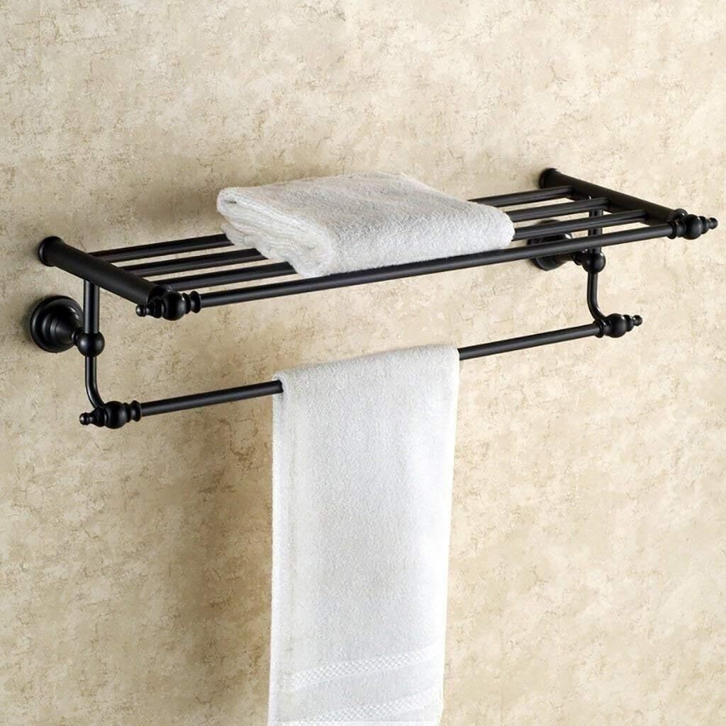 Porte-serviettes double en cuivre de 50 cm pour rangement mural