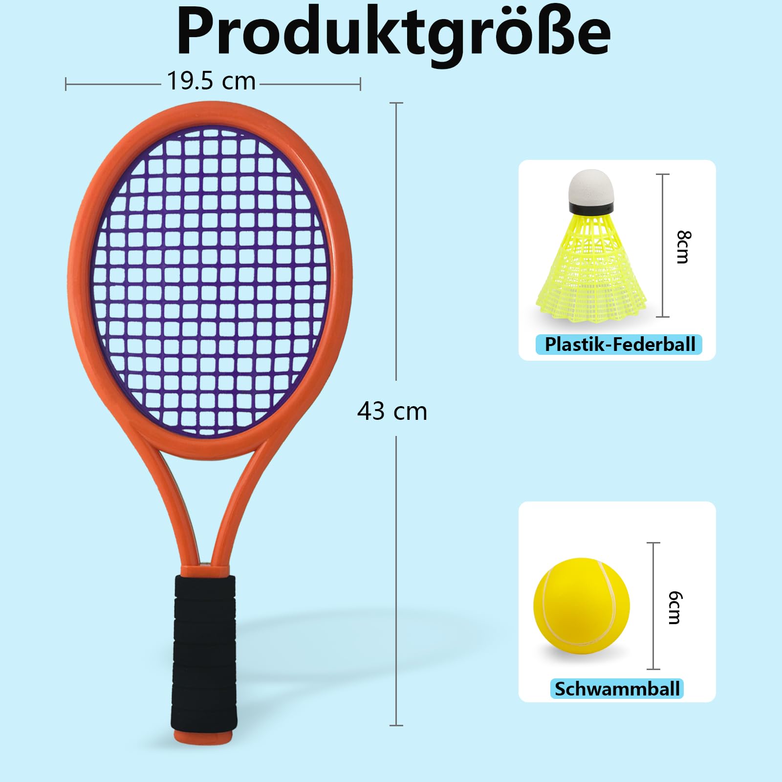 Kinder tennisschläger Set 17 Zoll,Mit 4 weichen Trainingsbällen & 6 Badminton-Federbällen – Geeignet für Kindersportarten im Innen- und Außenbereich