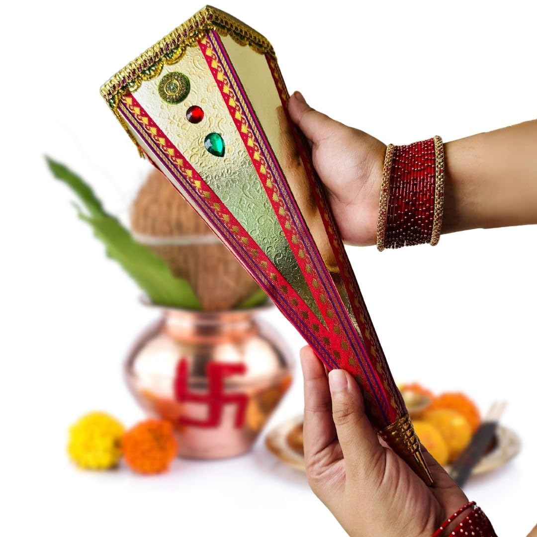 Sakharpuda Cone Gift Packing for Maharashtrian Engagement Gift from Mother-in-Law to Bride | Gifting Decor Ideas (35cm)-picture-23