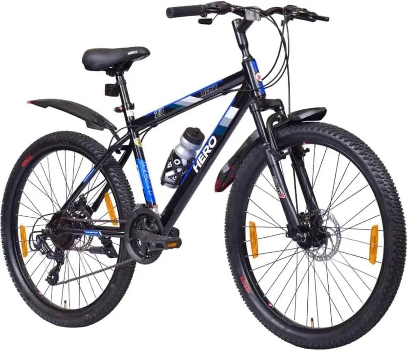 Hero Next Sports [ Front Suspension with Double Dish] with 6 Speed Shimano Gear 26 T (inch) Mountain Cycle (21 Gear, Black, Only Front Suspension)-image-21