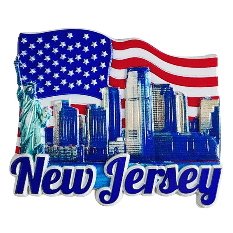 Imán decorativo para refrigerador New Jersey USA 3D miniatura 5