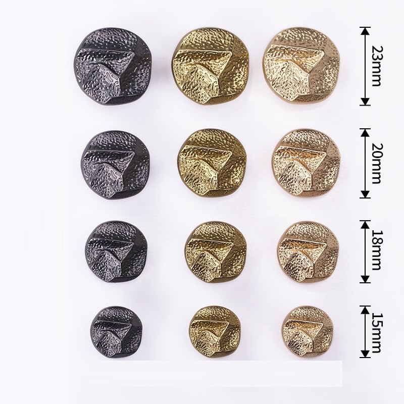 20 botones de metal arrugados for ropa, cárdigans, abrigos(Golden,20 mm)