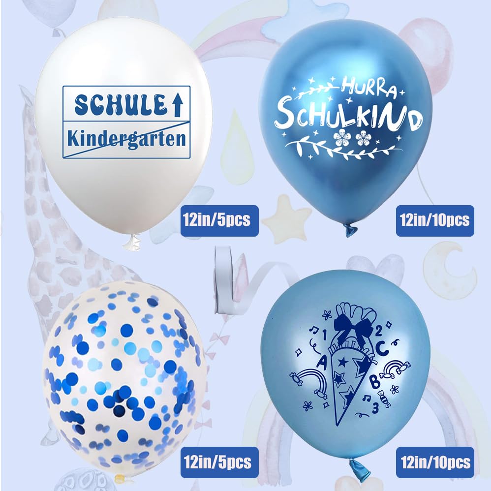 5x Luftballons „Schulanfang“ – Ø 25 Cm, Bunt, Für Dekoration Am 1. Schultag Oder Schulstart-Party