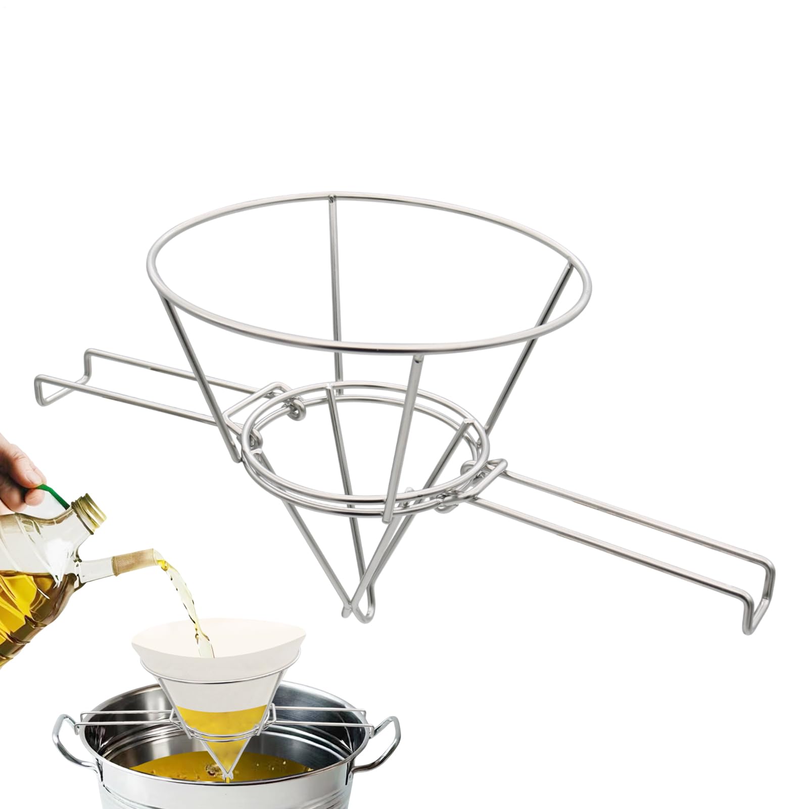 Support de filtre en forme de cône de sirop d'érable - Support de filtre en acier inoxydable avec bras pliables pour cuisine, maison, hôtel