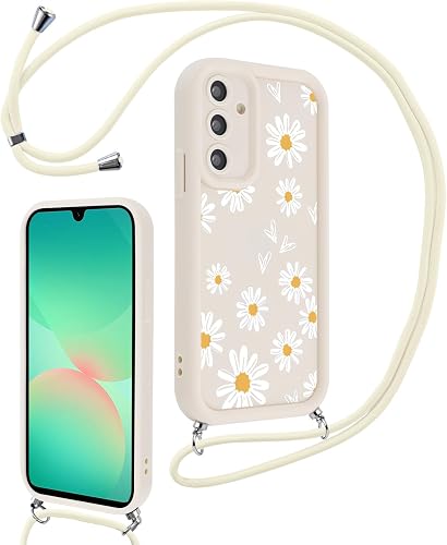 Vxinvnoi Coque avec Cordon pour Samsung Galaxy A36 5G 6,64", Aesthetic Motif Fle