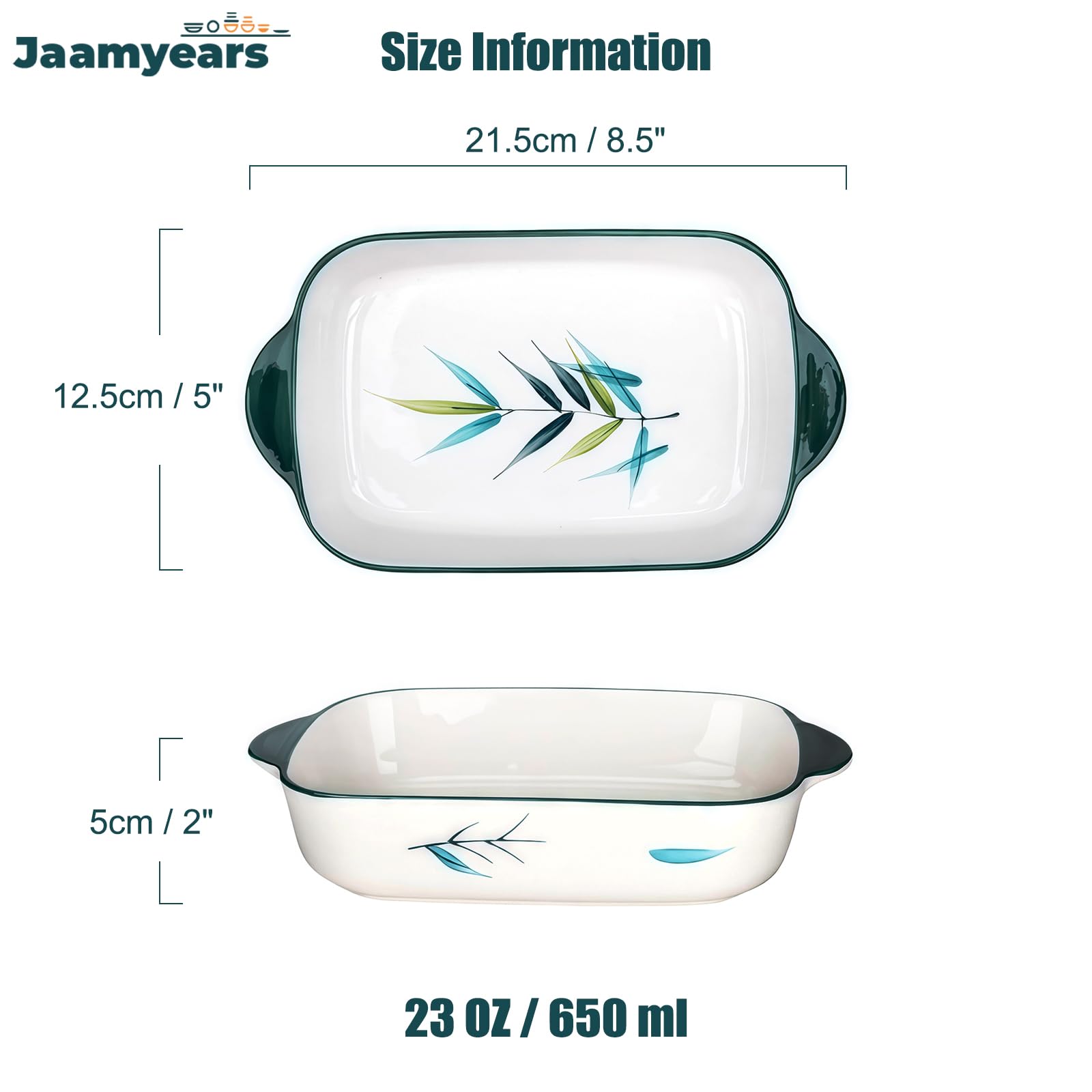 Naczynie do pieczenia, ceramiczne naczynie do lasagne do zapiekanek, 650 ml, bezpieczna w piekarniku, prostokątna blacha do pieczenia, wszechstronne naczynia kuchenne do piekarnika i kuchni, idealne