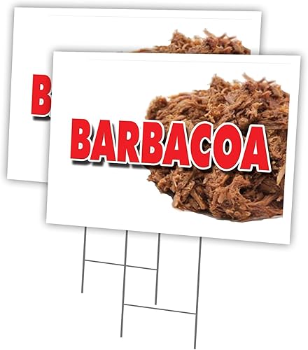 BARBACOA - Paquete de 2 carteles y estaca de 12 x 16 pulgadas Anuncia tu negocio Imagen incluida solo en la parte delantera Fabricado en los
