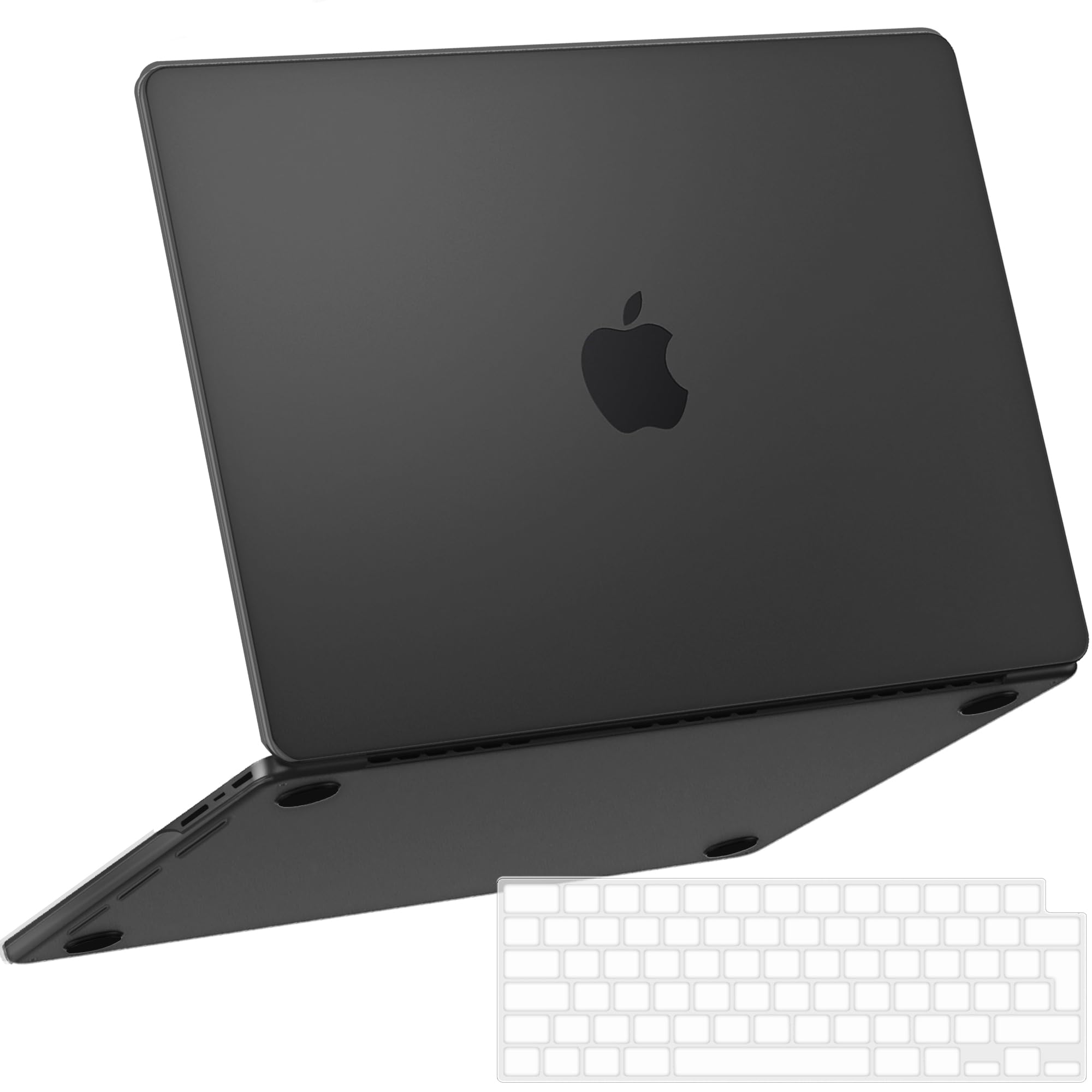 NPUOLS Custodia per 2024-2021 MacBook Pro 14 Pollici M4 M3 M2 M1 Pro Max A3112 A3401 A3185 A2918 A2992 A2779 A2442,Come il Colore Originale,Sottile Cover Rigide e EU Tastiera Cover,Space Black Opaco