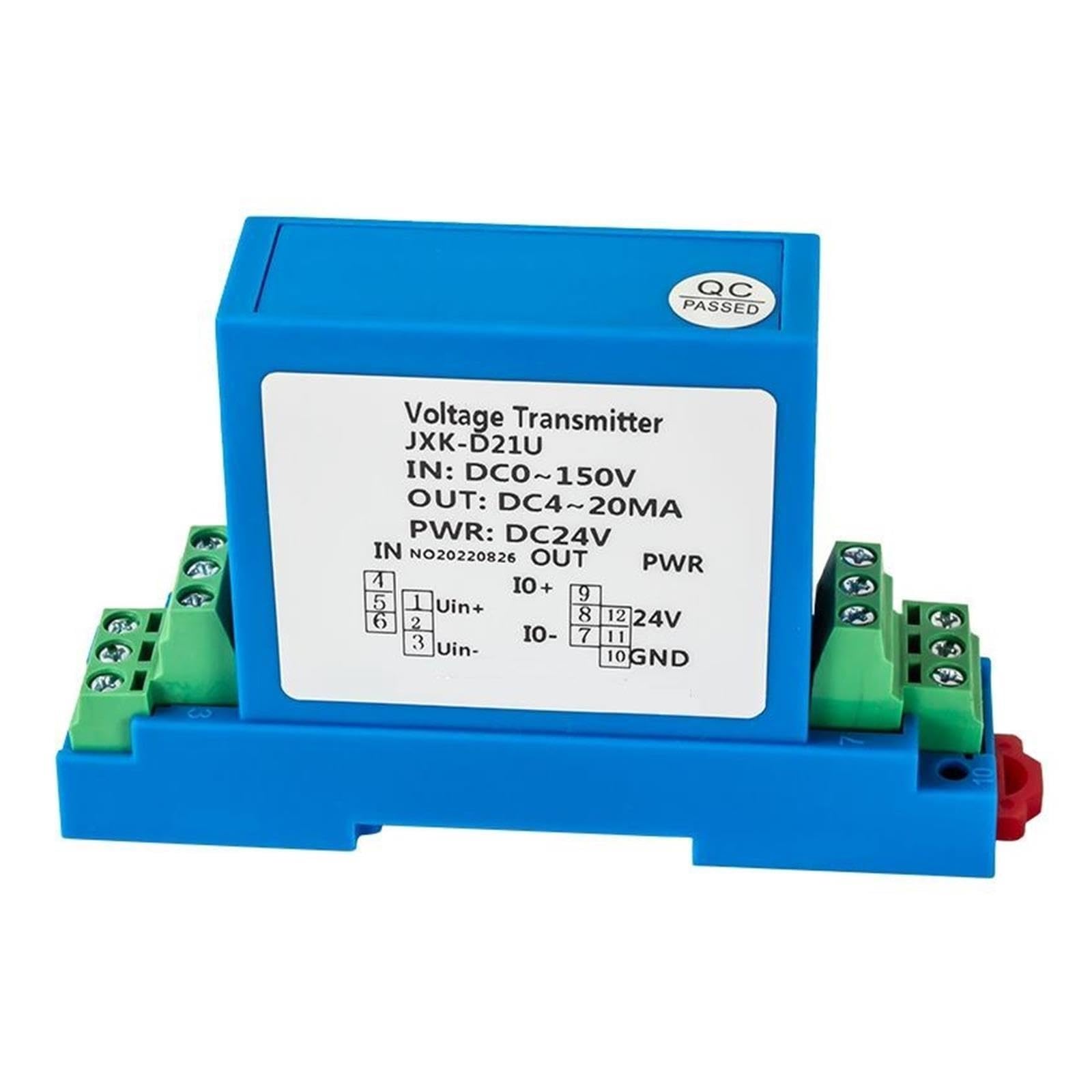 Voltaje CA Sensor de voltaje Hall Din Rail 4-20mA 0-10V RS485 AC DC 0-1000V convertidor transductor de voltaje(RS485,AC 0-1000V,DC24V)