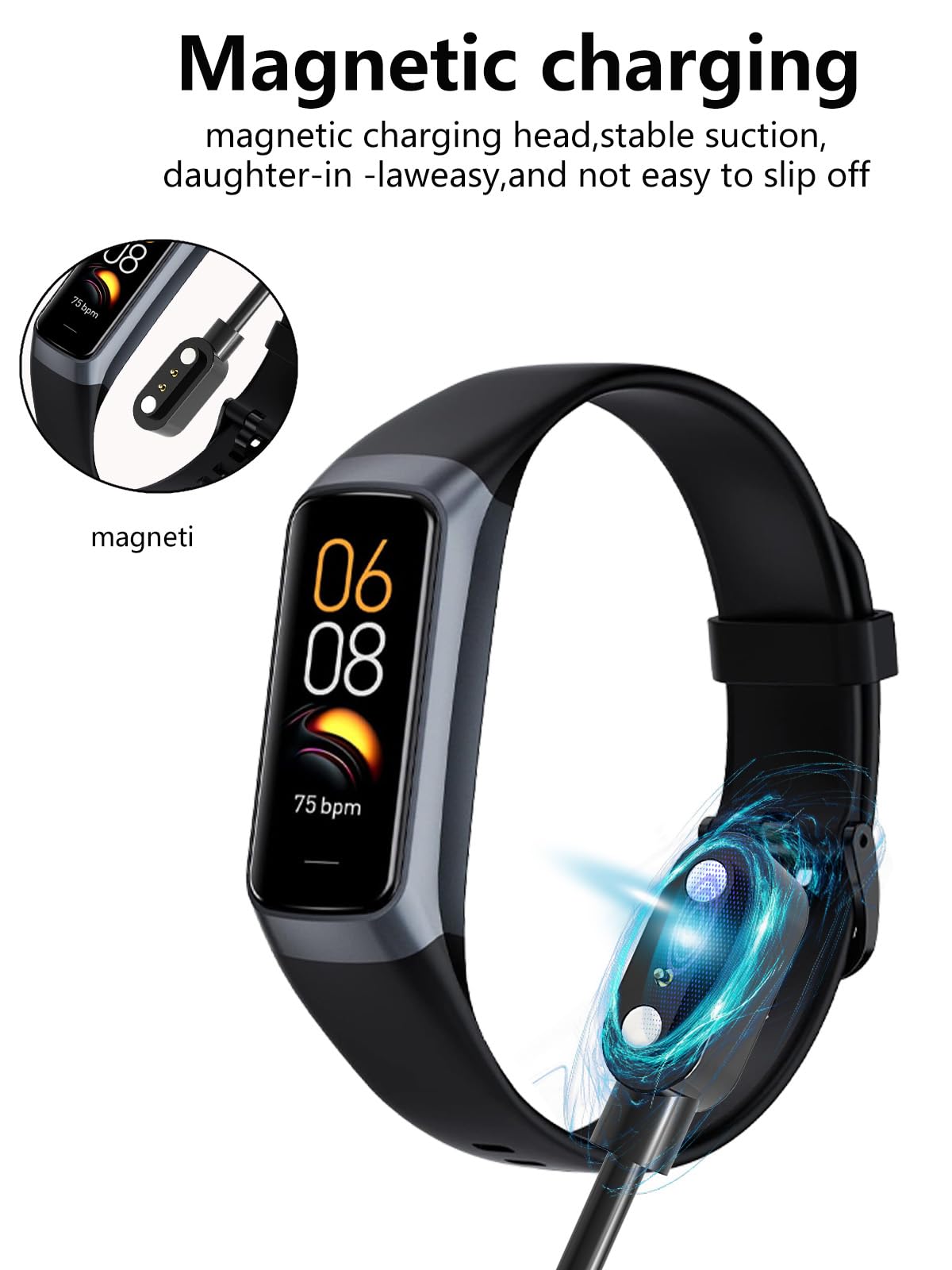[2er-Pack] für ZKSSGY C60 Fitness Tracker Smartwatch, magnetisches USB-Ladekabel, 2-poliges Kabel-Ladegerät für Smartwatch.