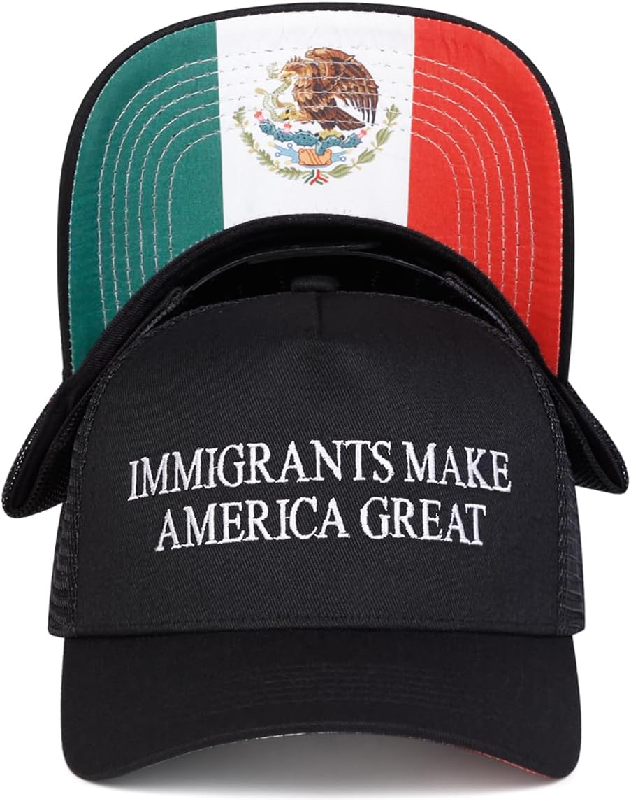 Immigrants Make America Great Embroidered Structured Mesh Baseball Cap Mexico Flag Adjustable Classic Mens