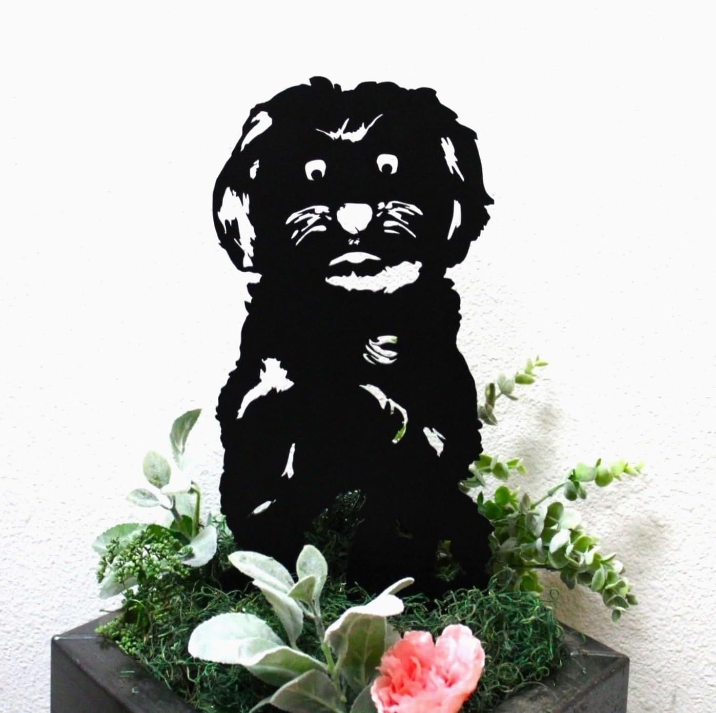 Black Powder Coated Metal Maltese Dog Silhouette Yard Stake (Small)