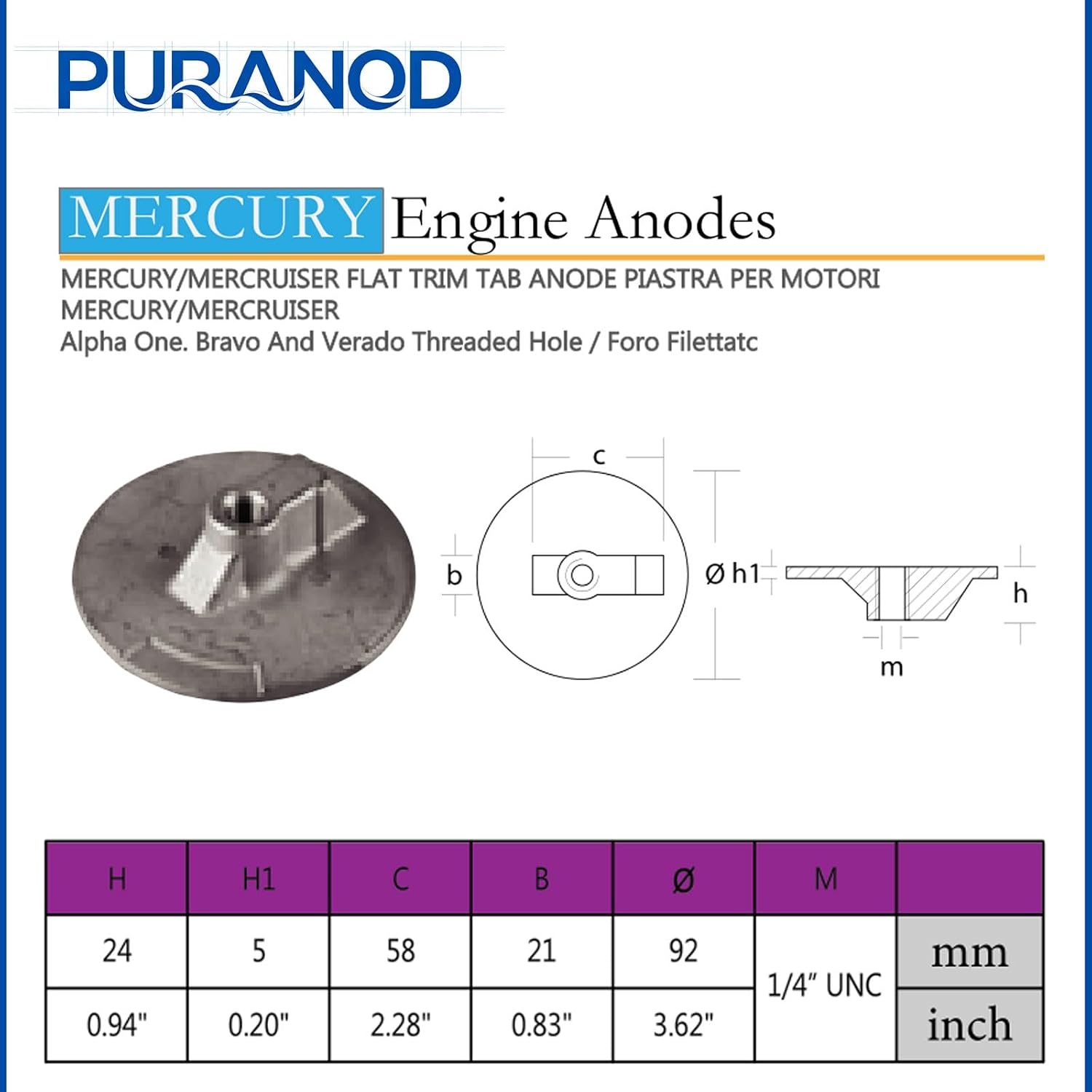 76214 76214-4 762142 762143 762144 762145 76214A2 76214A5 76214Q5 76214T3 Trim Tab Zinc Anode Replacement for Mercury Outboard 110-300HP