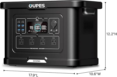 Miniatura 7 de OUPES Estación de energía portátil Exodus 2400 de 2400 W (2600 W, sobretensión 4500 W), generador de batería LiFePO4 de 2232 Wh, 0-80% de carga en